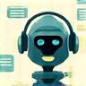 Icona di un assistente virtuale AI con bolle di chat