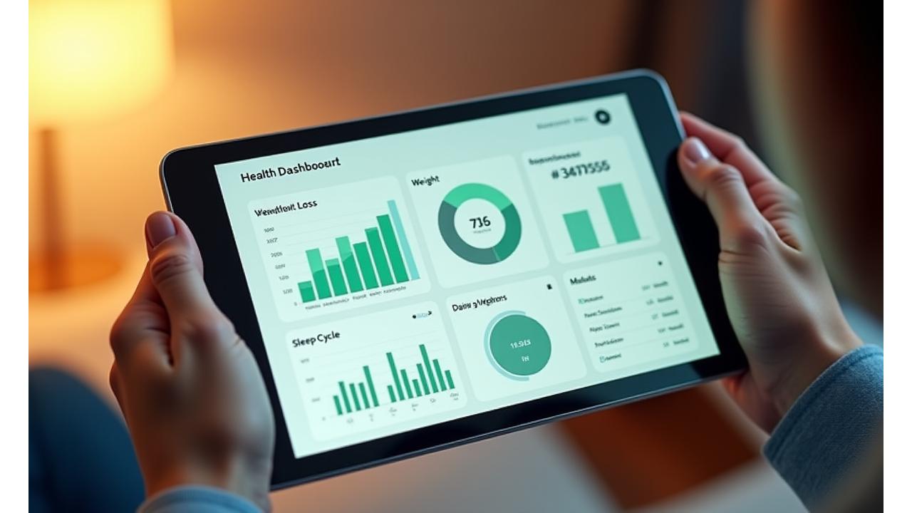 Dashboard di monitoraggio personalizzata di Equilibrio Vita con grafici e metriche di benessere