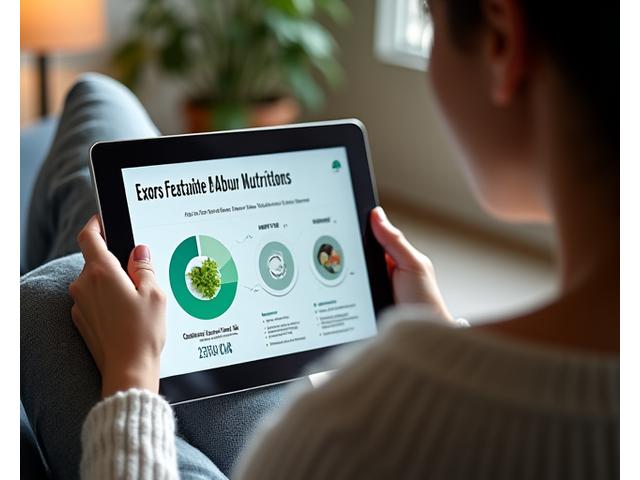Persona che legge su un tablet le spiegazioni nutrizionali di una ricetta